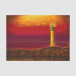 Nautical Lighthouse Burnt Oranje Sky Sunset Lake Tissuepapier