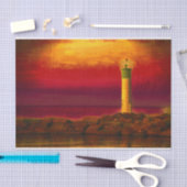 Nautical Lighthouse Burnt Oranje Sky Sunset Lake Tissuepapier (Craft)