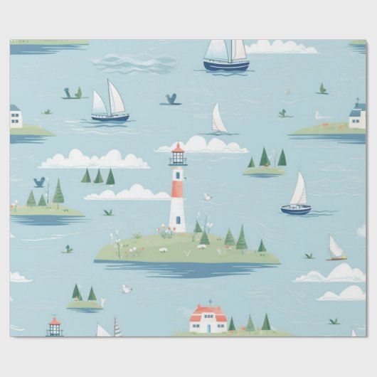 Nautical Lighthouse Cadeaupapier (Vlak)
