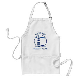 Nautical Lighthouse Captain Boat of Name Navy Blue Standaard Schort