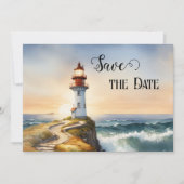 Nautical Lighthouse Coastal Save the Date Kaart (Voorkant)