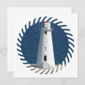 Nautical Lighthouse Invitation Kaart (Voorkant / Achterkant)