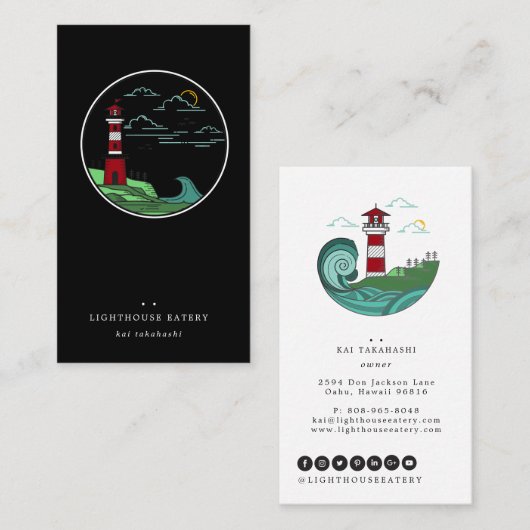 Nautical Lighthouse Logo Visitekaartje (Voorkant / Achterkant)