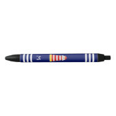 Nautical Lighthouse & Monogram op blauwe achtergro Zwarte Inkt Pen (Voorkant)