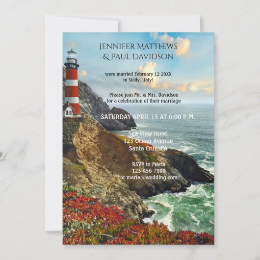 Nautical Lighthouse na huwelijksuitnodiging Kaart (Voorkant)
