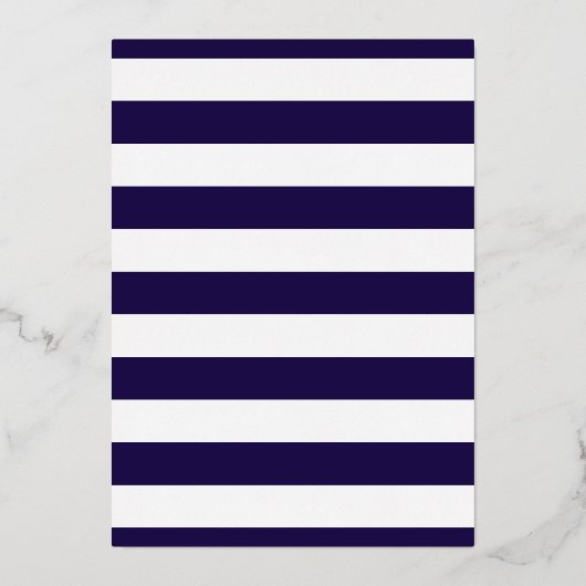 Nautical Lighthouse Navy Stripe Wedding Real Folie Uitnodiging (Achterkant)