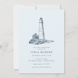 Nautical Lighthouse Ocean Seaside Baby shower Kaart