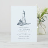 Nautical Lighthouse Ocean Seaside Baby shower Kaart (Staand voorkant)