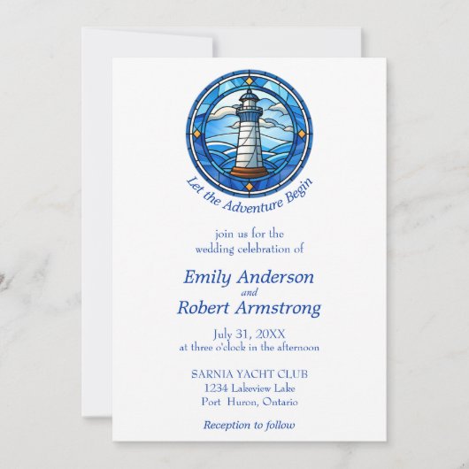 Nautical Lighthouse Ocean Seaside Wedding Kaart (Voorkant)