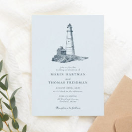 Nautical Lighthouse Ocean Seaside Wedding Kaart