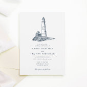 Nautical Lighthouse Ocean Seaside Wedding Kaart