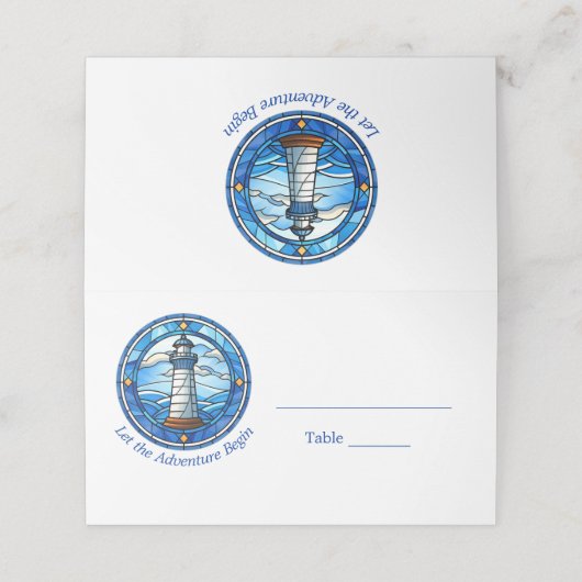 Nautical Lighthouse Ocean Seaside Wedding Plaatskaartje (Buitenkant ongevouwen)
