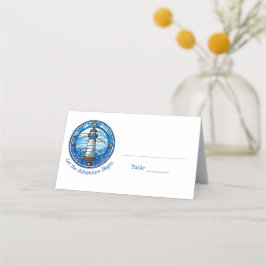 Nautical Lighthouse Ocean Seaside Wedding Plaatskaartje