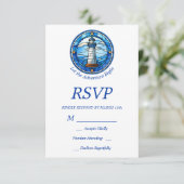 Nautical Lighthouse Ocean Seaside Wedding RSVP Kaartje (Staand voorkant)