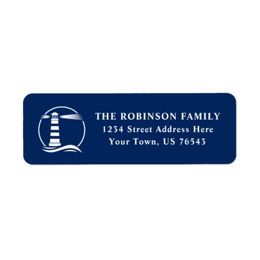 Nautical Lighthouse Ocean Waves Etiket (Voorkant)