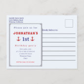 Nautical Lighthouse Pattern 1st Birthday Party  Briefkaart (Achterkant)
