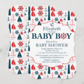 Nautical Lighthouse Sailboat Boys Baby shower Kaart (Voorkant / Achterkant)