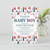 Nautical Lighthouse Sailboat Boys Baby shower Kaart (Staand voorkant)