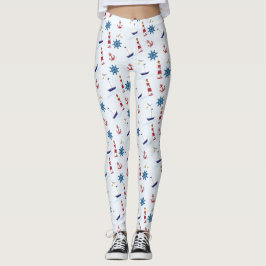 Nautical Lighthouse Sailboat Marine Leggings Pants