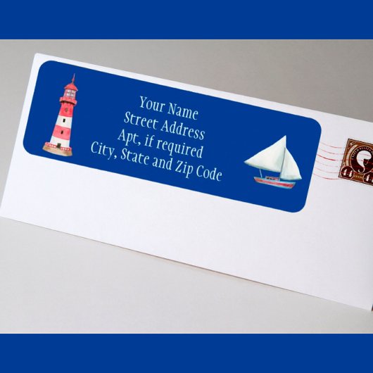 Nautical Lighthouse Sailboat Return Address Label