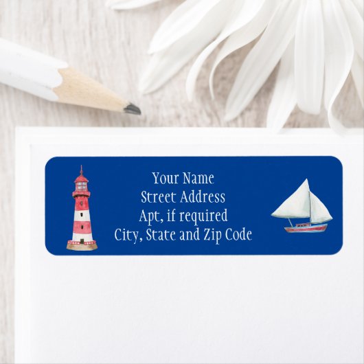 Nautical Lighthouse Sailboat Return Address Label (Insitu)