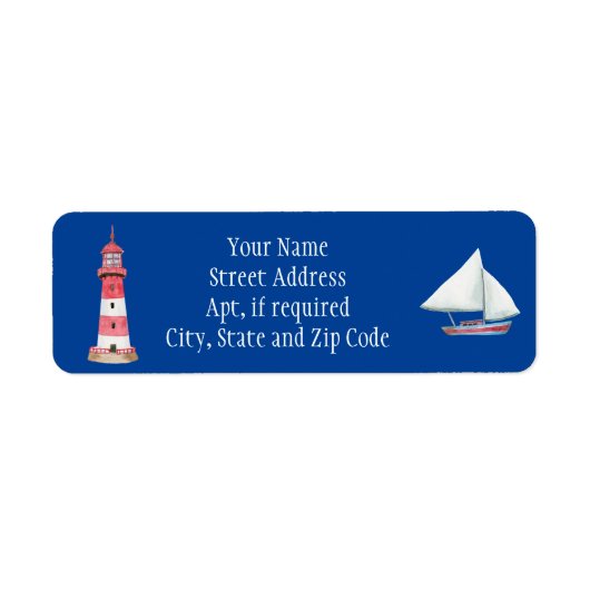 Nautical Lighthouse Sailboat Return Address Label (Voorkant)