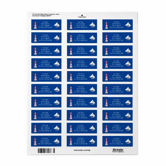 Nautical Lighthouse Sailboat Return Address Label (Full Sheet)