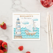 Nautical Lighthouse Sailboot Birthday Napkins Servet (Insitu)