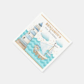 Nautical Lighthouse Sailboot Birthday Napkins Servet (Hoek)