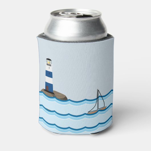 Nautical Lighthouse Scene Custom Birthday Blikjeskoeler (Blikje Achterkant)