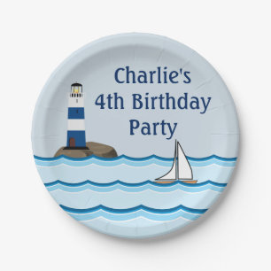 Nautical Lighthouse Scene Custom Birthday Papieren Bordje