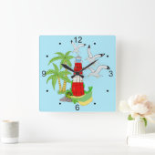 Nautical Lighthouse Scene Square klok (Huis)