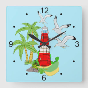 Nautical Lighthouse Scene Square klok