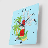 Nautical Lighthouse Scene Square klok (Hoek)