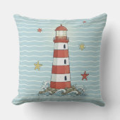 Nautical Lighthouse & Starfish ID1249 Kussen (Voorkant)