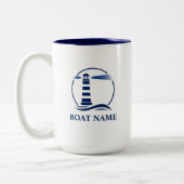Nautical Lighthouse Toevoegen Boot of Naam Groot Tweekleurige Koffiemok (Links)