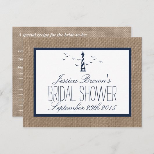 Nautical Lighthouse Vrijgezellenfeest Recipe Kaart (Voorkant / Achterkant)