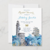 Nautical Lighthouse Waves Ship Vrijgezellenfeest Kaart (Voorkant)