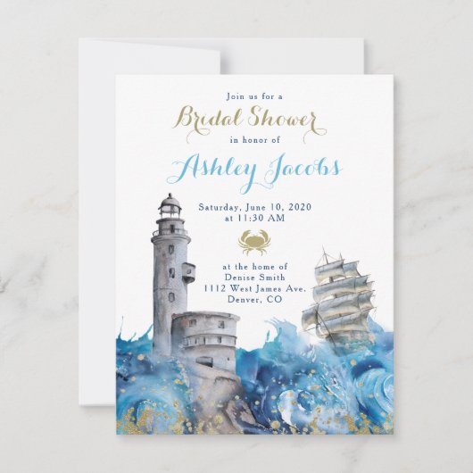 Nautical Lighthouse Waves Ship Vrijgezellenfeest Kaart (Voorkant)