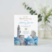 Nautical Lighthouse Waves Ship Vrijgezellenfeest Kaart (Staand voorkant)