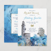 Nautical Lighthouse Waves Ship Vrijgezellenfeest Kaart (Voorkant / Achterkant)