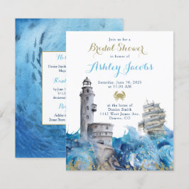 Nautical Lighthouse Waves Ship Vrijgezellenfeest Kaart