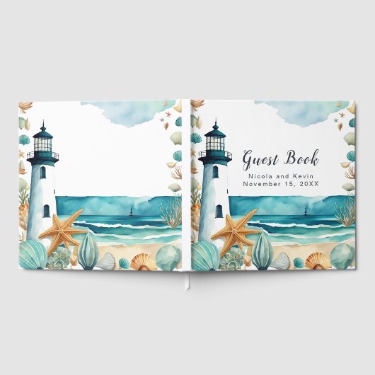 Nautical Lighthouse Wedding Guest Book Gastenboek (Volledig)