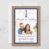 Nautical Lighthouse Wedding Photo Save the Date (Voorkant)