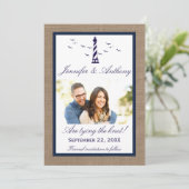 Nautical Lighthouse Wedding Photo Save the Date (Staand voorkant)