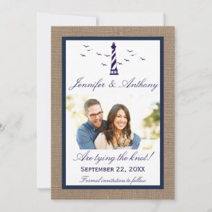 Nautical Lighthouse Wedding Photo Save the Date