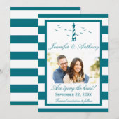 Nautical Lighthouse Wedding Photo Save the Date (Voorkant / Achterkant)