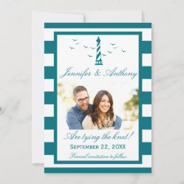 Nautical Lighthouse Wedding Photo Save the Date