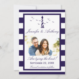 Nautical Lighthouse Wedding Photo Save the Date
