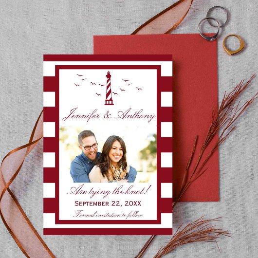 Nautical Lighthouse Wedding Photo Save the Date